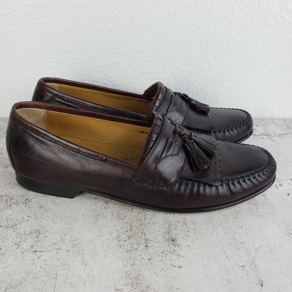 Johnston & Murphy Men's Tassel Dress Loafers Shoes size 10.5W Ox Blood Burgundy - Picture 1 of 14